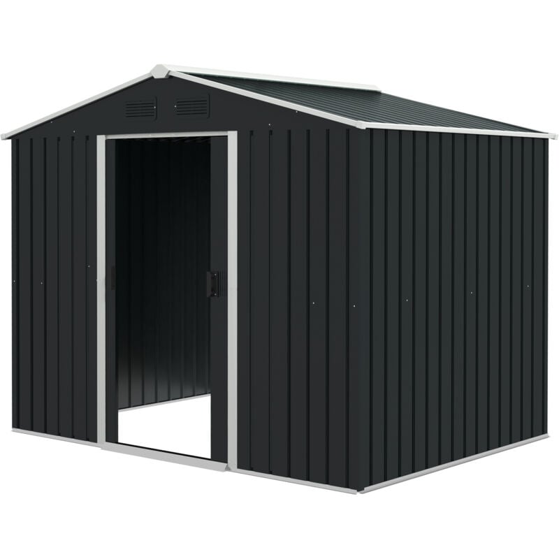 foto del prodotto capanno porta attrezzi 2 porte scorrevoli griglie outsunny