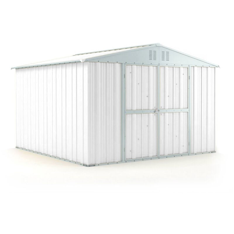 foto del prodotto capanno porta attrezzi in acciaio da giardino 327x307cm x h2.15m 145kg 10,04mq colore bianco