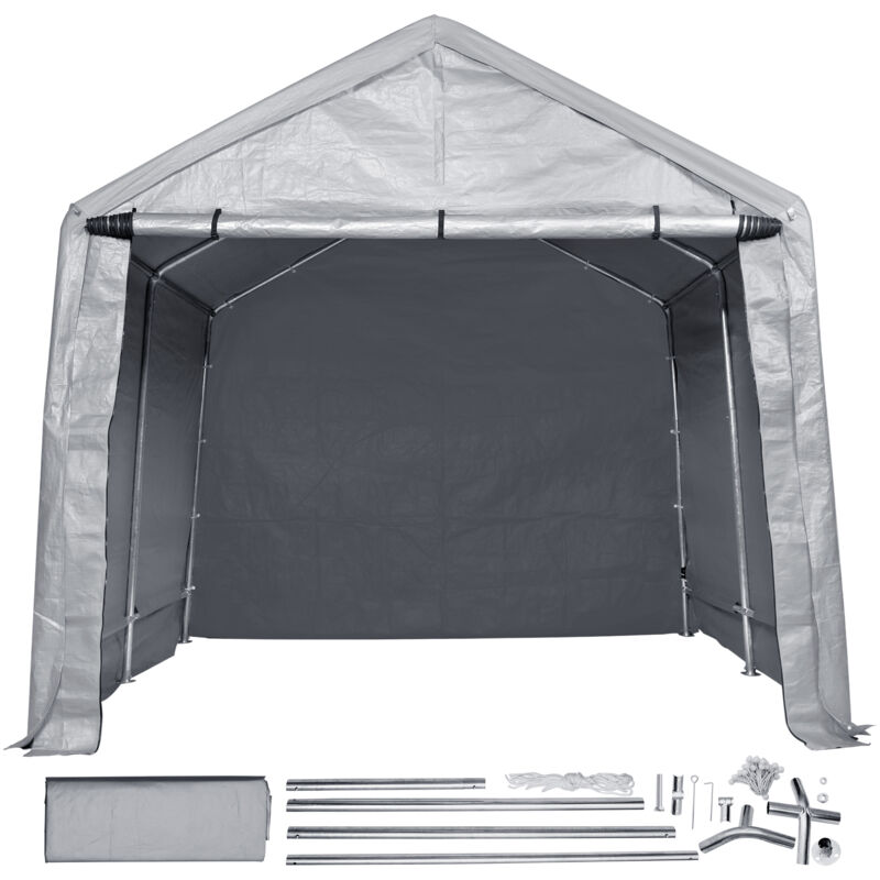 foto del prodotto capannone di stoccaggio portatile allaperto, tettoia garage cortile giardino 304,8x304,8x259,1cm con porta a cerniera avvolgibile finestre ventilate