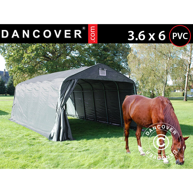 foto del prodotto capannone per bestiame 3,6x6x2,68m, pvc, grigio