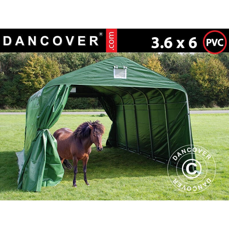 foto del prodotto capannone per bestiame 3,6x6x2,68m, pvc, verde