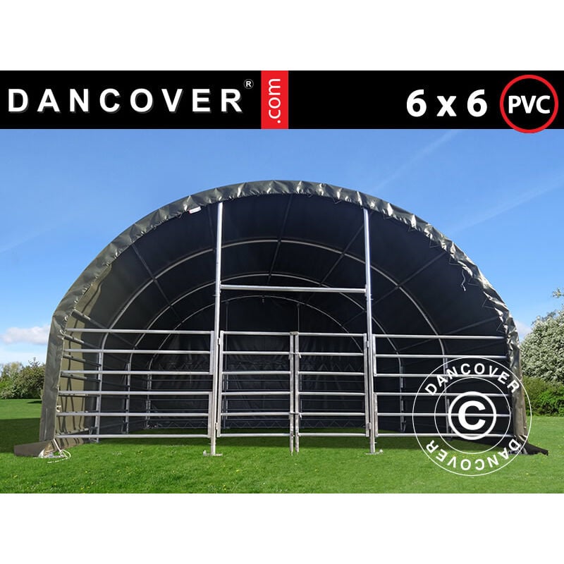 foto del prodotto capannone per bestiame 6x6x3,7m, pvc, verde