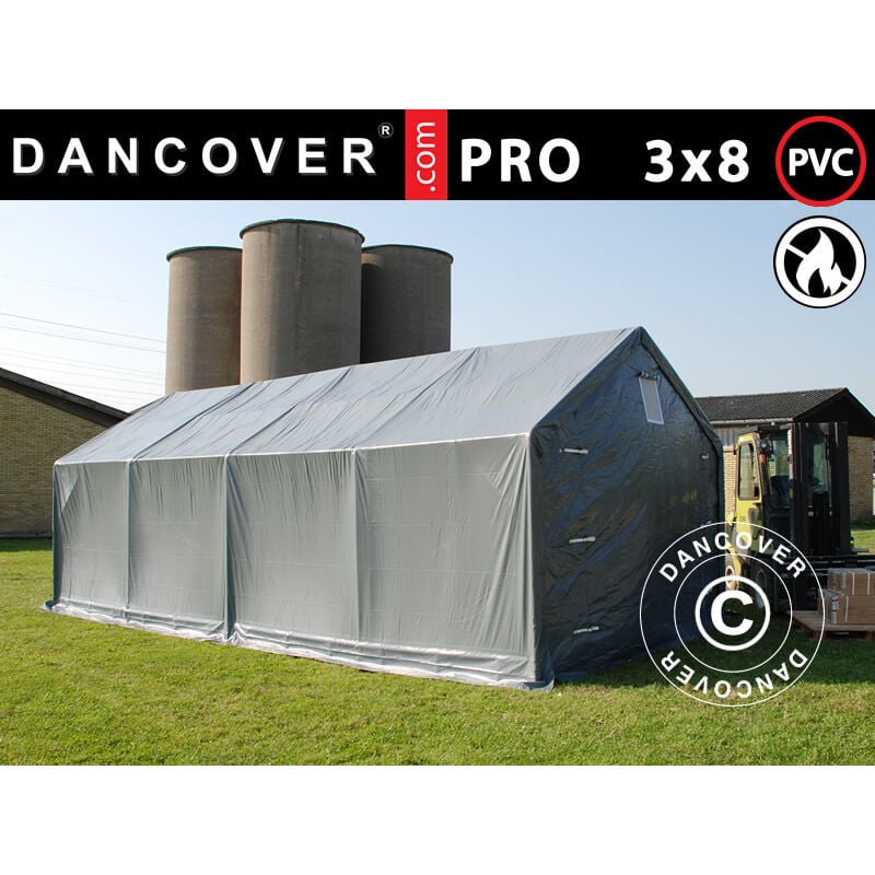 foto del prodotto capannone tenda tenda magazzino pro 3x8x2x2,82m, pvc, grigio