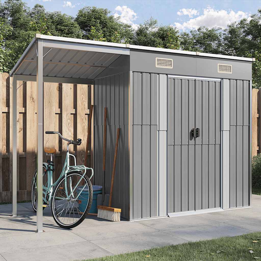 foto del prodotto capannone tetto esteso grigio chiaro 277x110,5x181cm acciaiocod mxl 120697