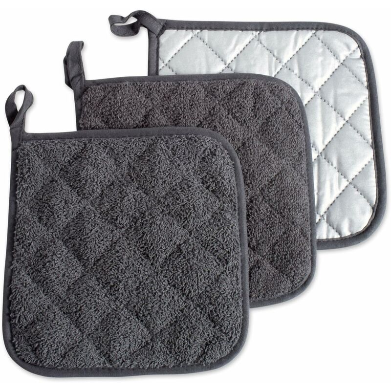 foto del prodotto capelli ricci in cotone, guanti resistenti al calore e lavabili in lavatrice. per la cucina quotidiana di base, pinza, minerale, 3 pezzi grigio 