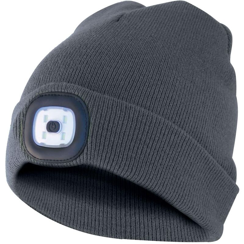 foto del prodotto capellino con luce frontale torcia led ricaricabile grigio scurotaglia unica