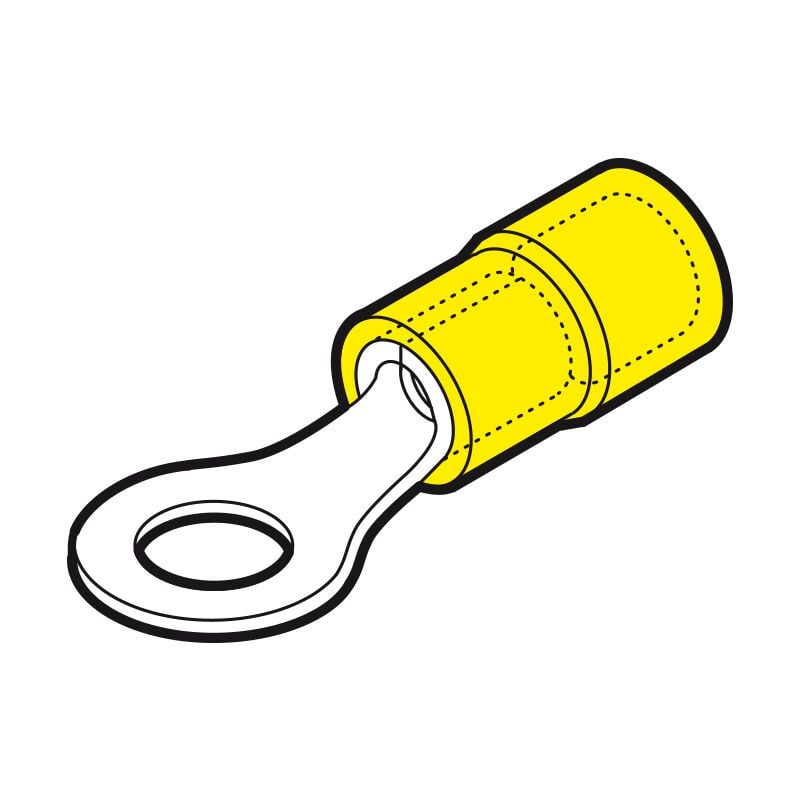 foto del prodotto capicorda occhiello giallo 6mm foro 10mm cemgfm10 isolato