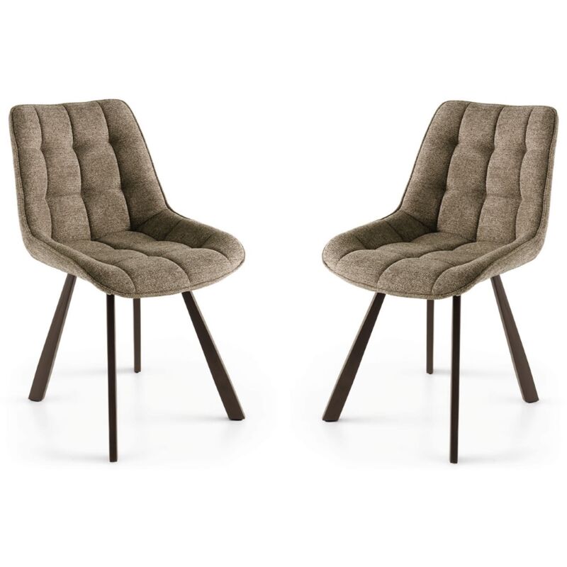 foto del prodotto capodarte sedia da cucina in tessuto marrone gambe metallo friedic set 2 pz