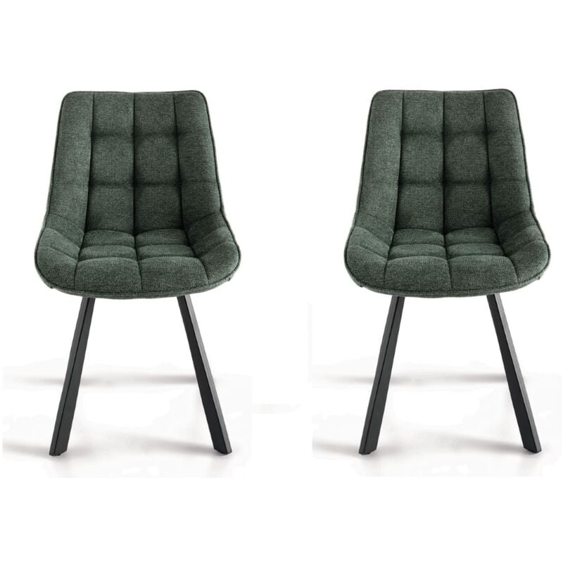foto del prodotto capodarte sedia da cucina in tessuto verde gambe metallo friedic set 2 pz