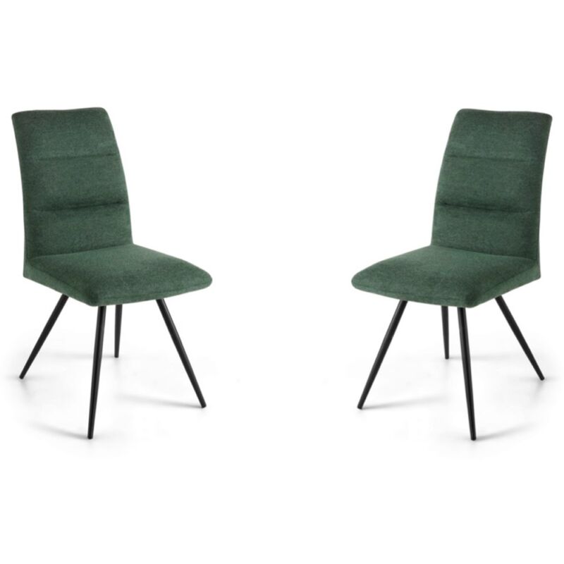 foto del prodotto capodarte - sedia da cucina in tessuto verde gambe metallo hill set 2 pezzi
