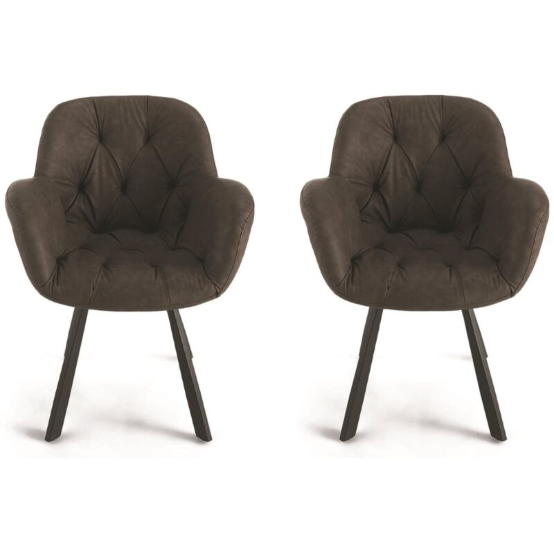 foto del prodotto capodarte sedia da soggiorno in ecopelle marrone gambe metallo celia set 2 pz