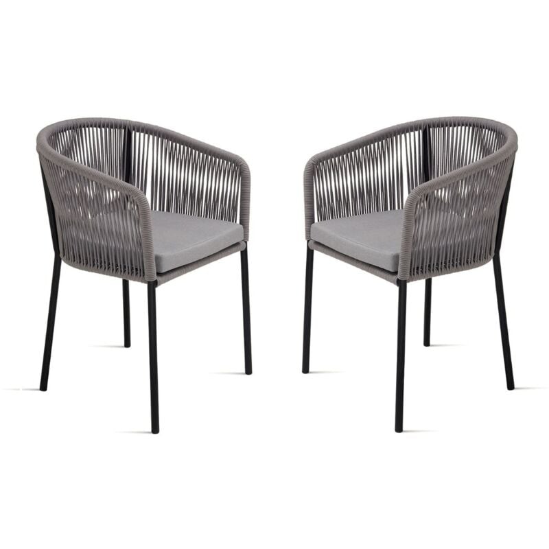 foto del prodotto capodarte - sedia in corda grigio chiaro con struttura in metallo joan 2 sedie