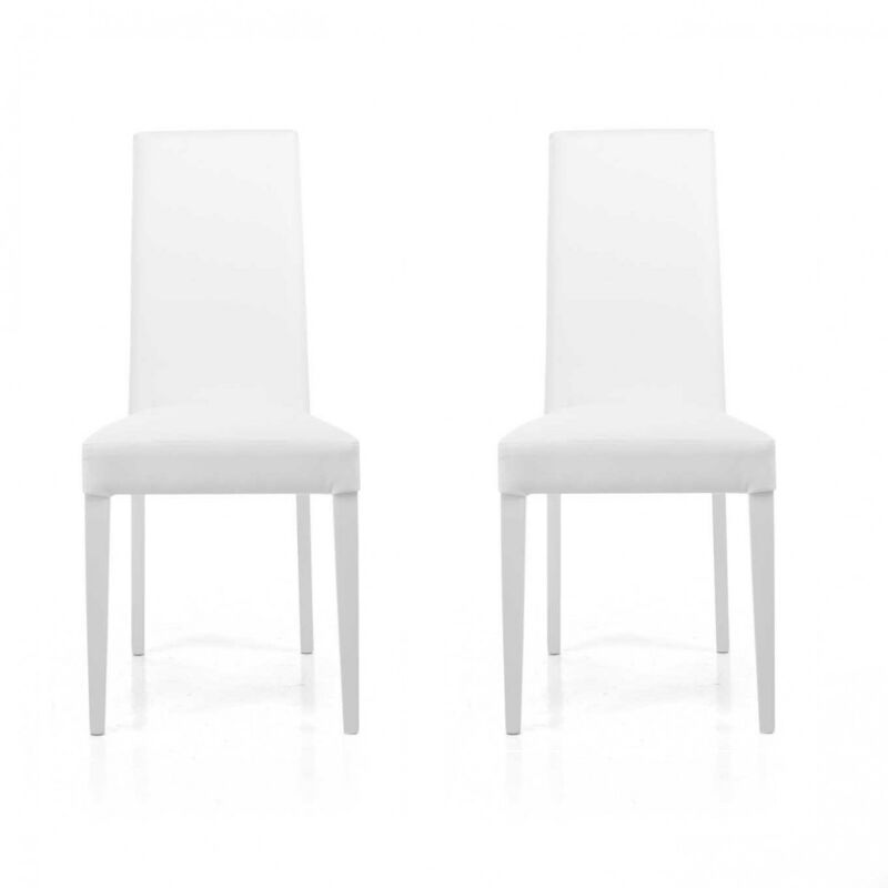 foto del prodotto capodarte sedia in ecopelle con gambe verniciate bianco mod. denver set da 2 pezzi