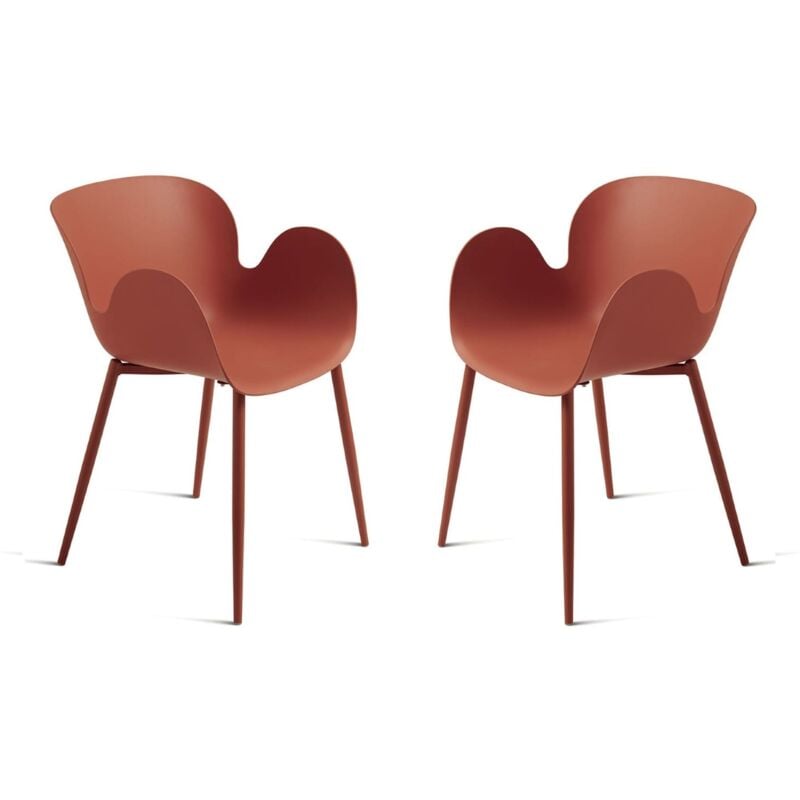 foto del prodotto capodarte - sedia in polipropilene ruggine con struttura in metallo fluo 2 sedie