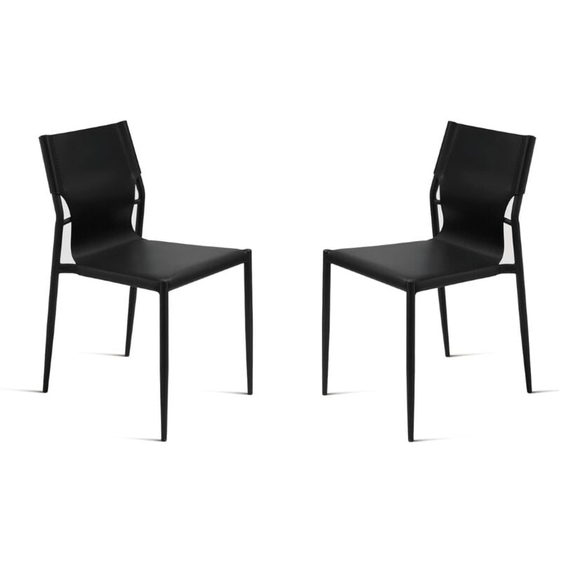 foto del prodotto capodarte - sedia in simil cuoio nero con struttura in metallo nero sveva 2 sedie