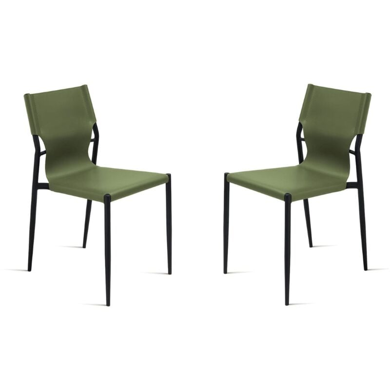 foto del prodotto capodarte - sedia in simil cuoio verde con struttura in metallo nero sveva 2 sedie