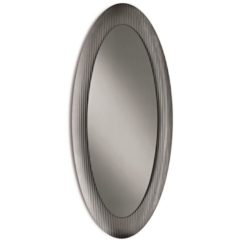foto del prodotto capodarte specchio ovale enea con cornice cannettata fume 70x167 cm