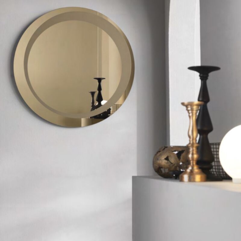 foto del prodotto capodarte specchio tondo con decorazione sabbiata d90 cm levi bronzo