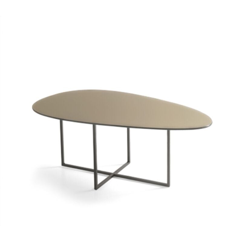 foto del prodotto capodarte - tavolino in metallo con piano in vetro bronzo e base nera ginni 90