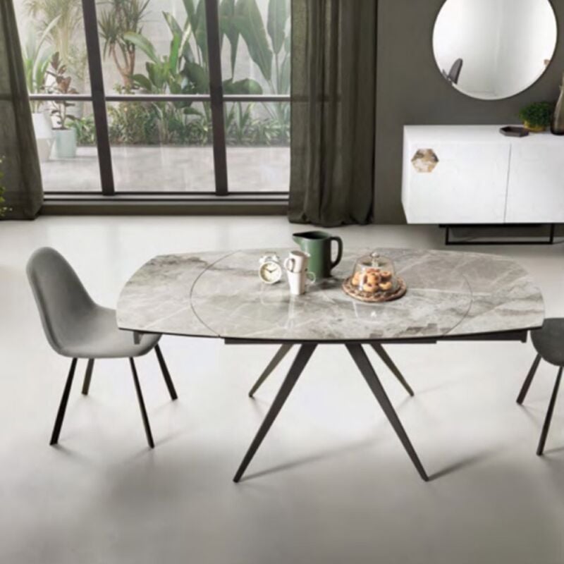 foto del prodotto capodarte tavolo allungabile 180 cm piano gre s porcellanato effetto marmo grigio achille