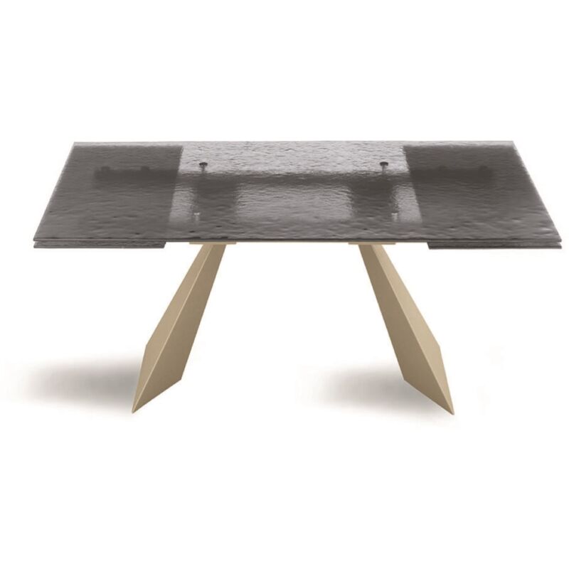 foto del prodotto capodarte tavolo allungabile 240 cm waters base in metallo beige e piano in vetro fume 