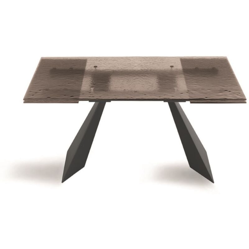 foto del prodotto capodarte tavolo allungabile 240 cm waters base in metallo nero e piano in vetro bronzo