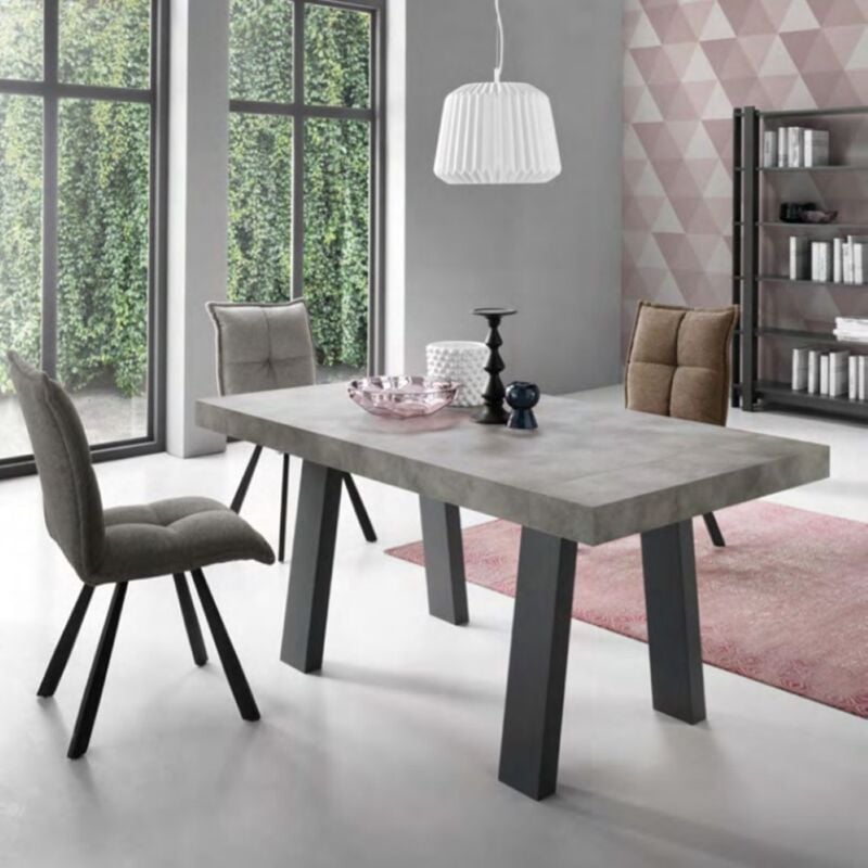 foto del prodotto capodarte - tavolo soggiorno allungabile 260 cm piano in laminato divo cemento
