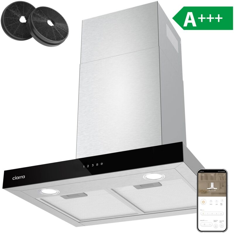 foto del prodotto cappa cucina 60cm a 650m3 h 4 velocit booster touch control acciaio inox cbcs6102 ciarra