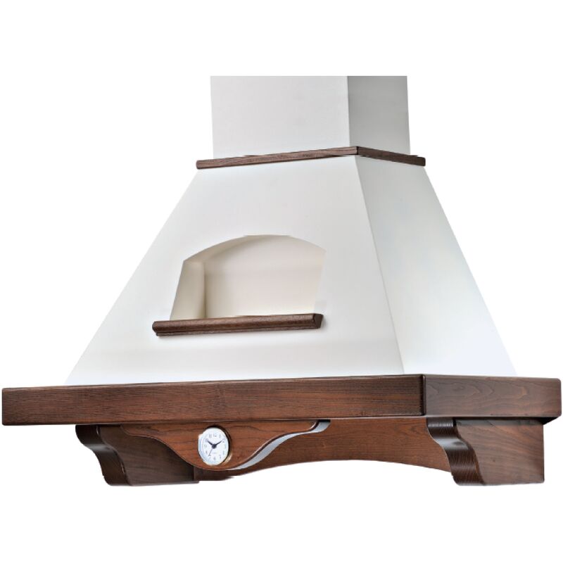 foto del prodotto cappa cucina rustica aida con cornice in legno comprensivo di orologio cm 90
