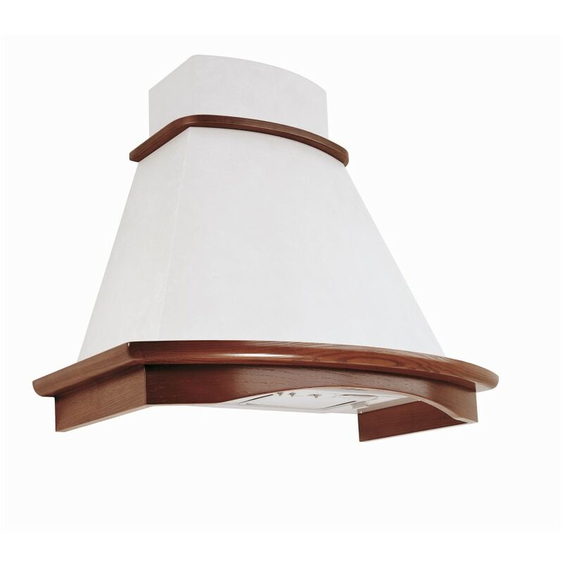 foto del prodotto cappa cucina rustica bianca bella con cornice in legno intarsio cm 90