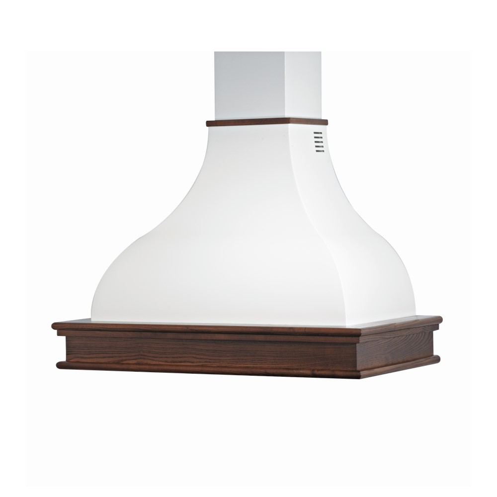 foto del prodotto cappa cucina rustica bianca contea con cornice in legno intarsio cm 90