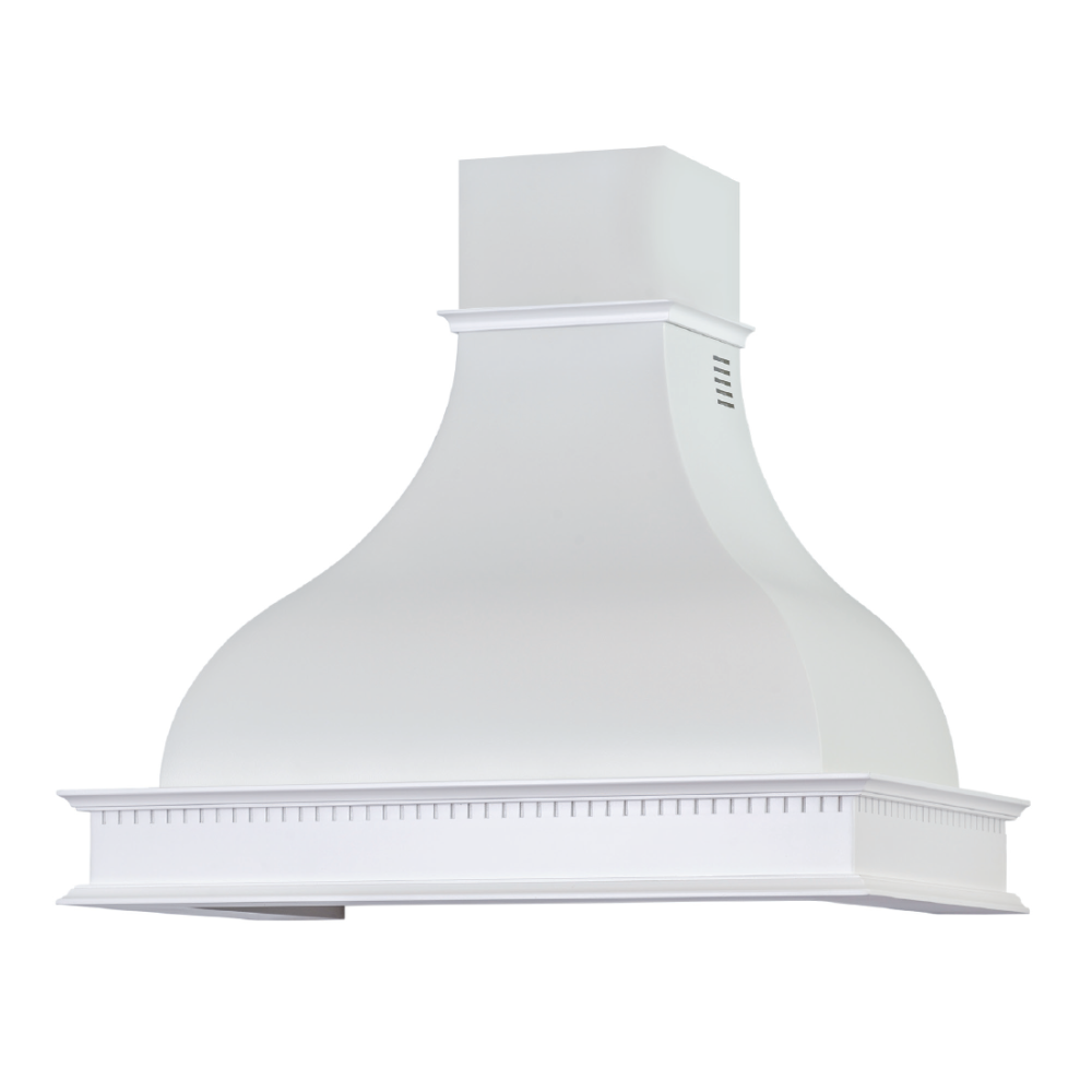 foto del prodotto cappa cucina rustica bianca family con cornice in legno intarsio cm 120