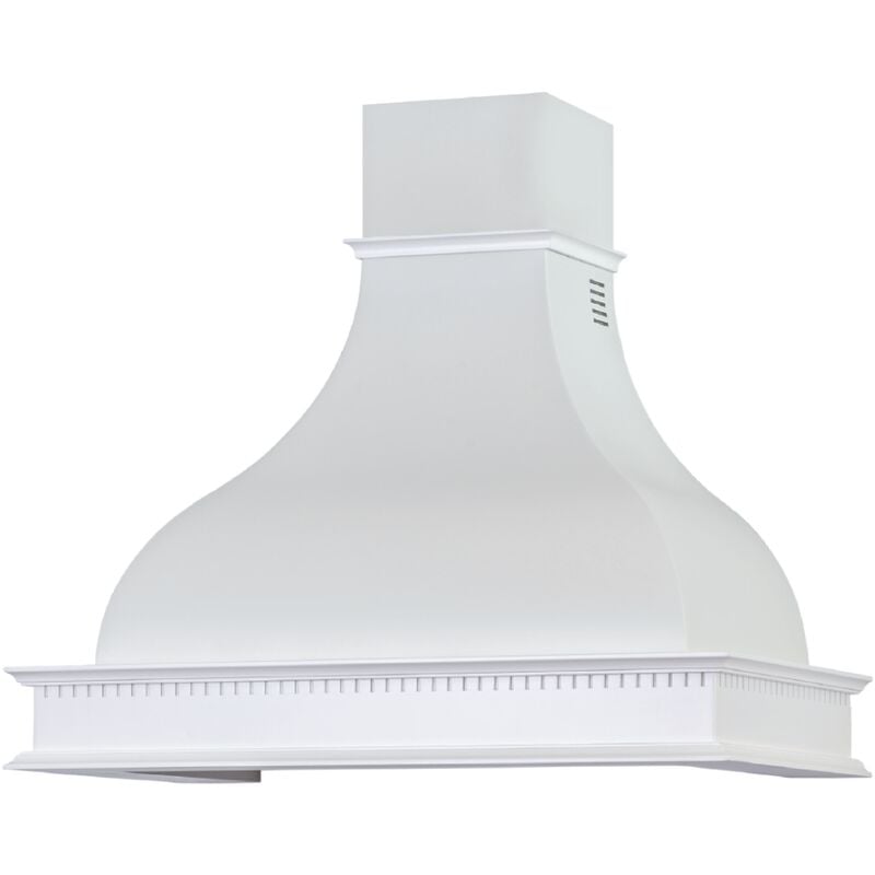 foto del prodotto cappa cucina rustica bianca family con cornice in legno intarsio cm 90