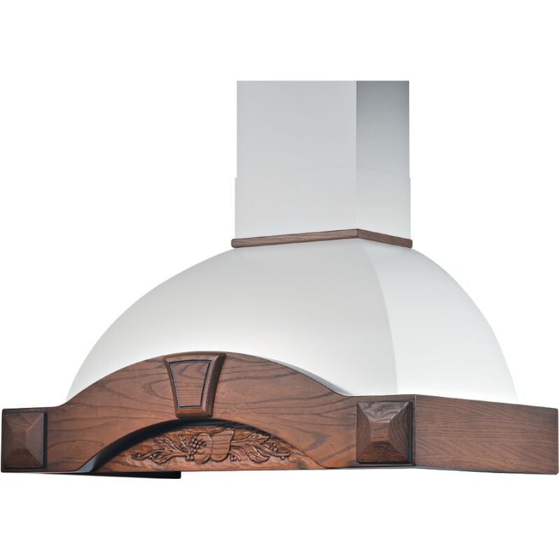 foto del prodotto cappa cucina rustica gaia max cornice tabacco in legno intarsio cm 90