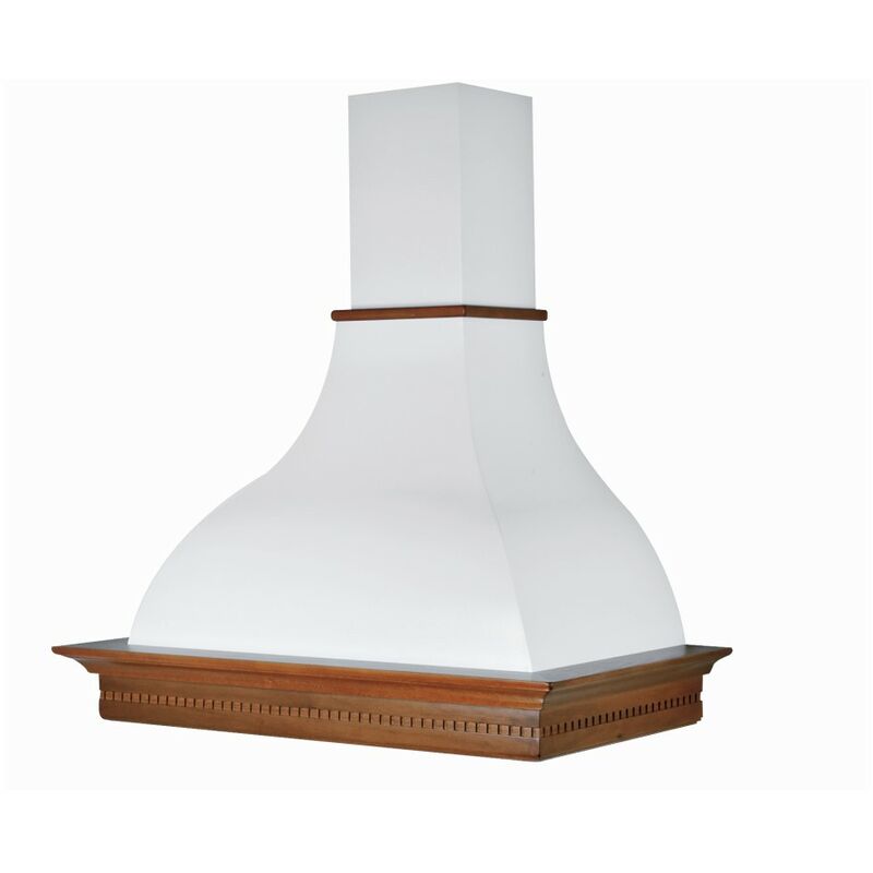 foto del prodotto cappa cucina rustica raffaello con cornice in legno intarsio cm 90