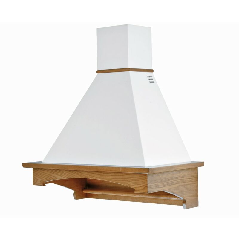 foto del prodotto cappa cucina rustica vienna con cornice in legno intarsio noce evita cm 90