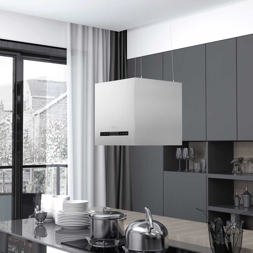 foto del prodotto cappa da cucina ad isola sospesa lcd con sensore 37 cm acciaio cod mxl 67453