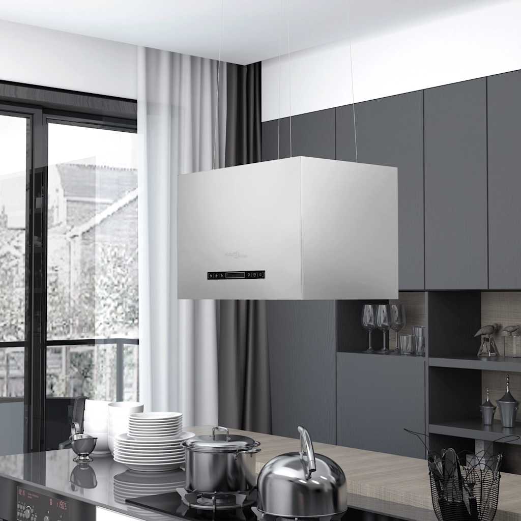 foto del prodotto cappa da cucina ad isola sospesa lcd con sensore 55 cm acciaio