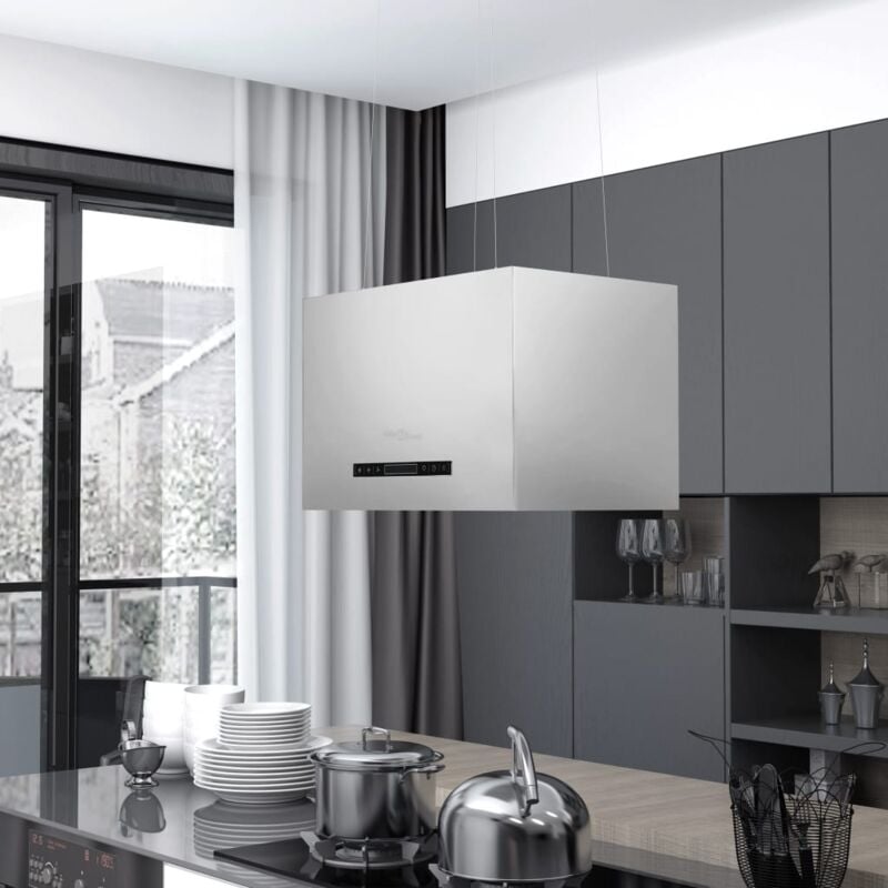 foto del prodotto cappa da cucina ad isola sospesa lcd con sensore 55 cm acciaio vidaxl 673943