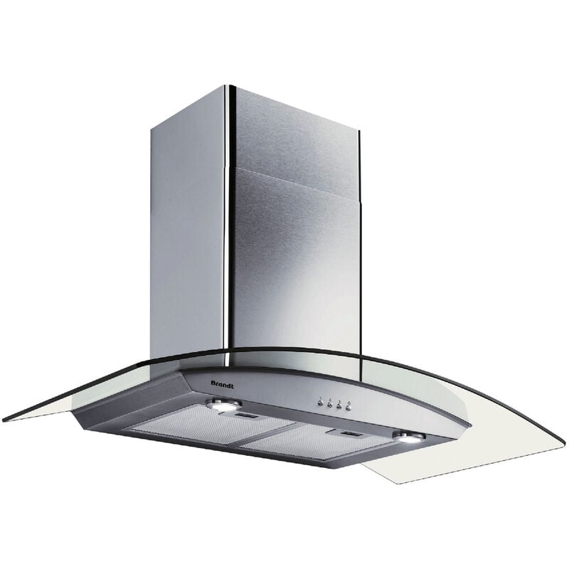 foto del prodotto cappa da parete decorativa 90cm 827m3 h acciaio inox e vetro ad1070x brandt
