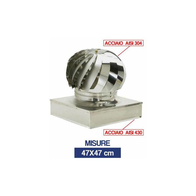 foto del prodotto cappa fumaiolo acciaio inox quadrata comignolo girevole antivento 16111v cm 47x47 30827 