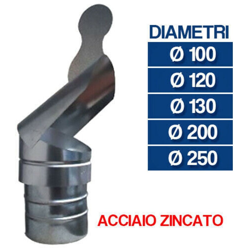 foto del prodotto cappa girevole a pappagallo fumaiolo per canna fumaria acciaio zincato 16106v 120 16106 