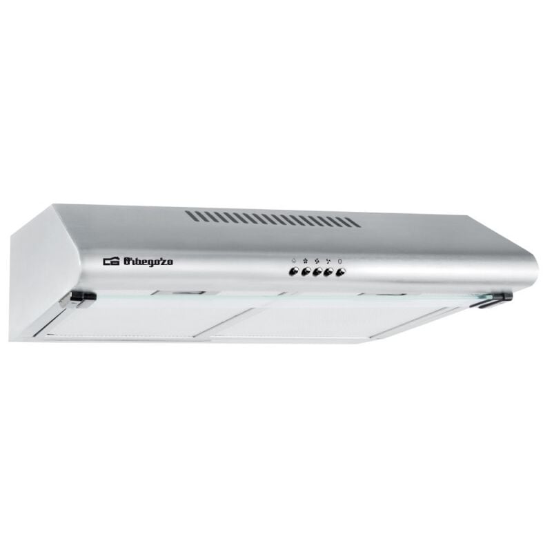 foto del prodotto cappa inox orbegozo standard. 2 motori da 80 w. 3 livelli di potenza. larghezza 60 cm.