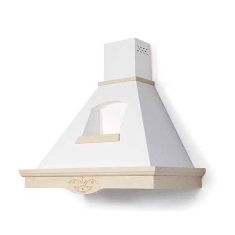 foto del prodotto cappa rustica con camino da cucina tosca con finiture in legno corda cm 120