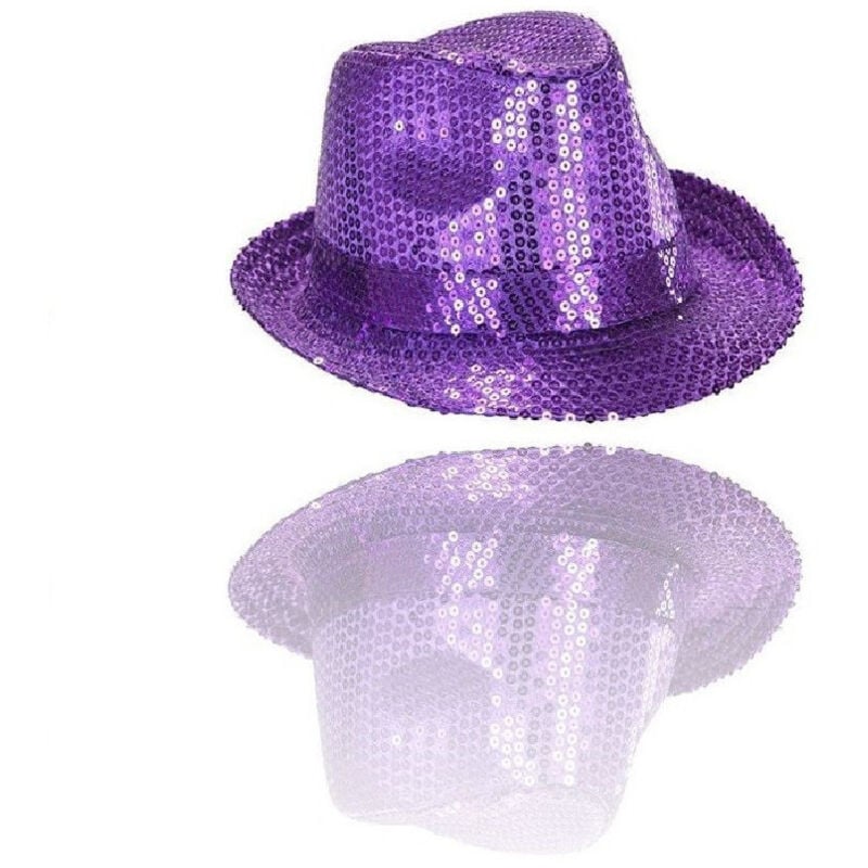 foto del prodotto cappello borsalino paillettes viola spettacolo teatro paillette uomo donna trade shop traesio