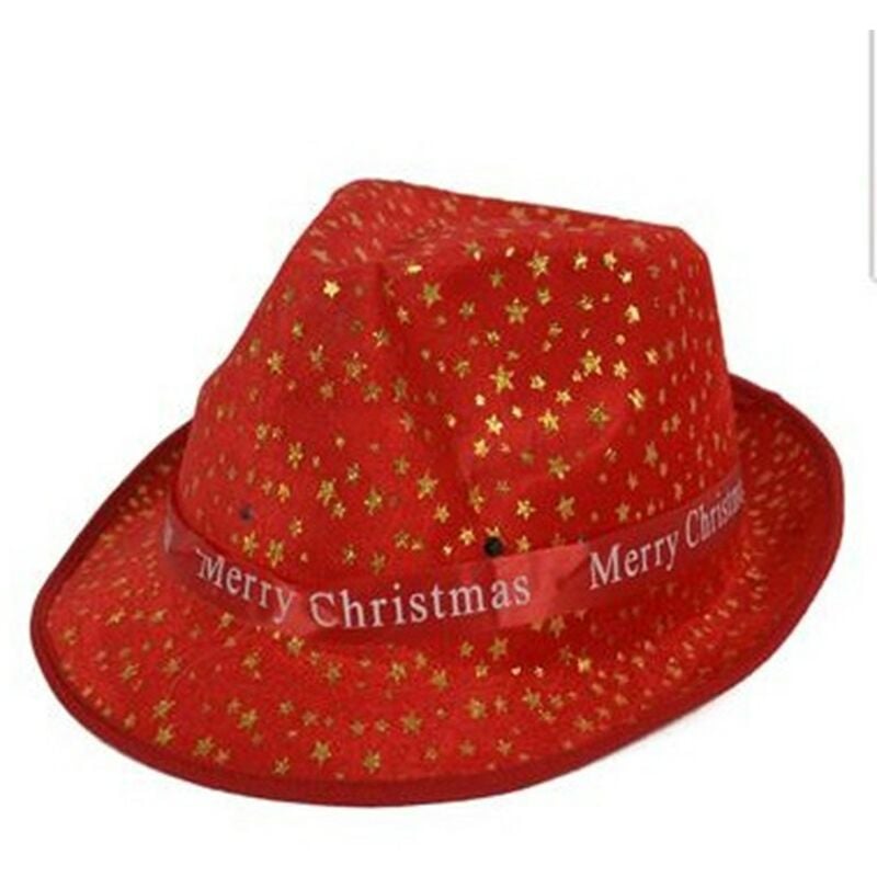 foto del prodotto cappello copricapo rosso di natale con luci merry christmas decorazioni natalizie addobbi festivit per momenti in allegria