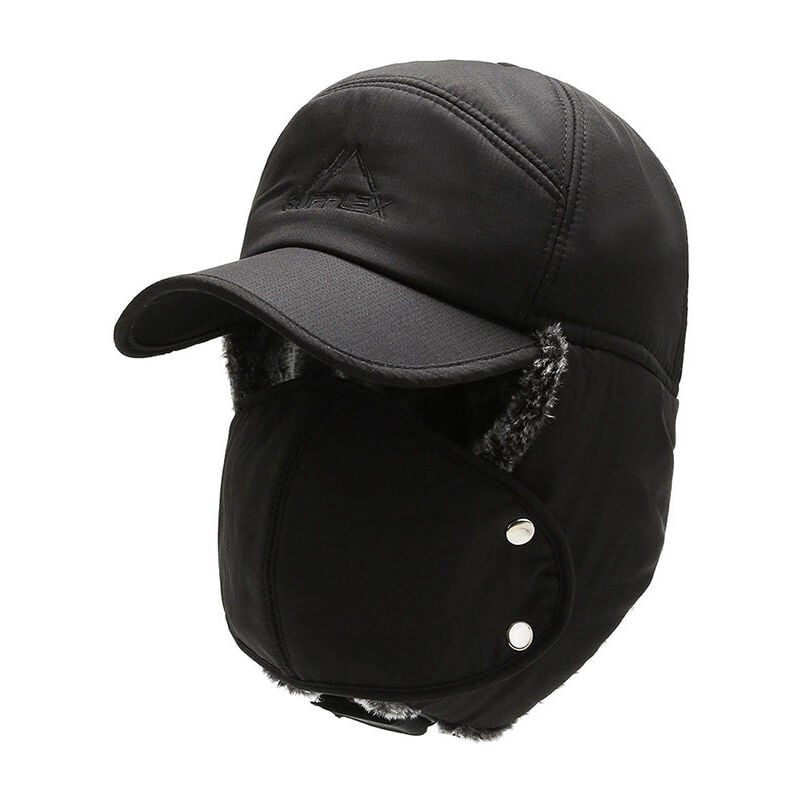 foto del prodotto cappello da cacciatore 3 in 1 con fodera in pelliccia termica e paraorecchie, copricapo antivento per ciclismo e moto invernale sollbry