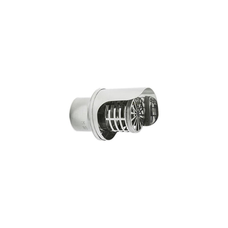 foto del prodotto cappello terminale scarico fumi a parete inox dn 100mm con parapioggia