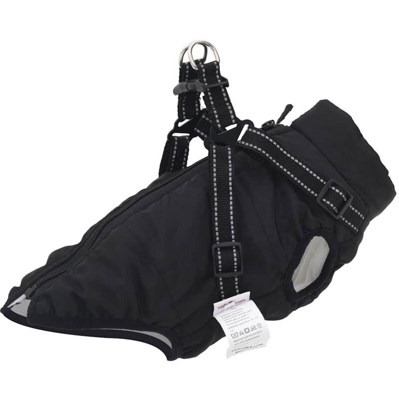 foto del prodotto cappotto cani con imbracatura impermeabile riflettente nero l24 vidaxl