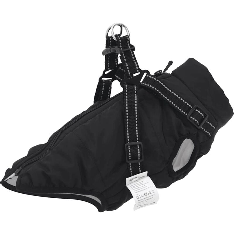 foto del prodotto cappotto cani con imbracatura impermeabile riflettente nero l28 vidaxl